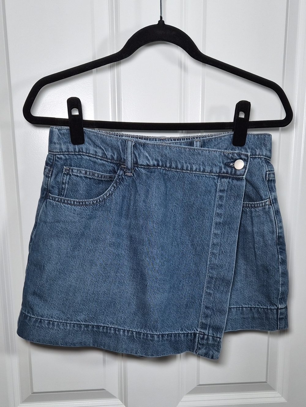 UNIQLO Denim Wrap Mini Skirt - Medium Blue